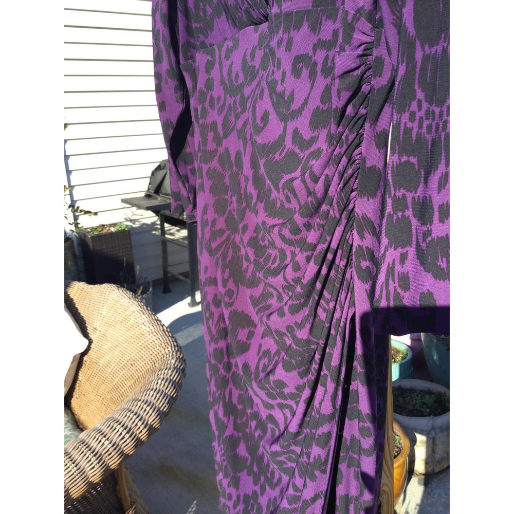 American Living 14 Dress purple black plus jersey knit work 3/4 length sleeve - Picture 4 of 10